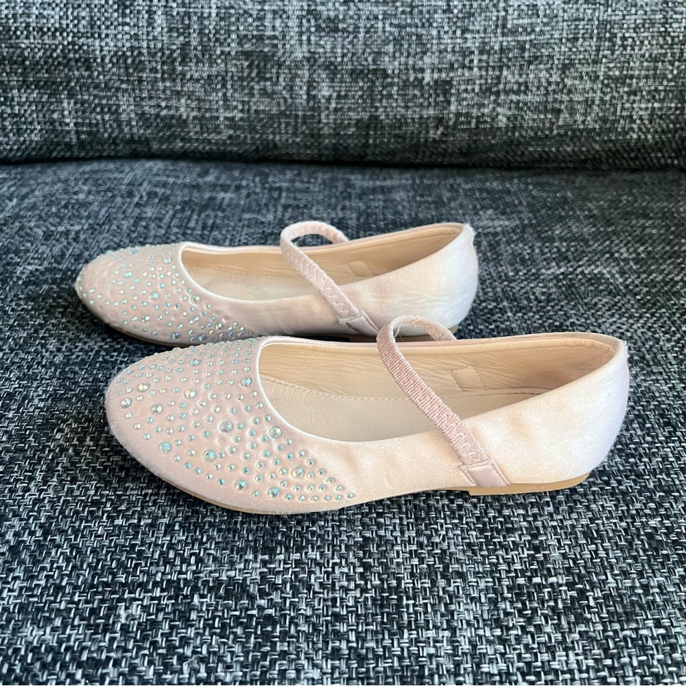 Kailee P. Dusty Pink Satin Maryjane Flats With Rhinestones Size 13
